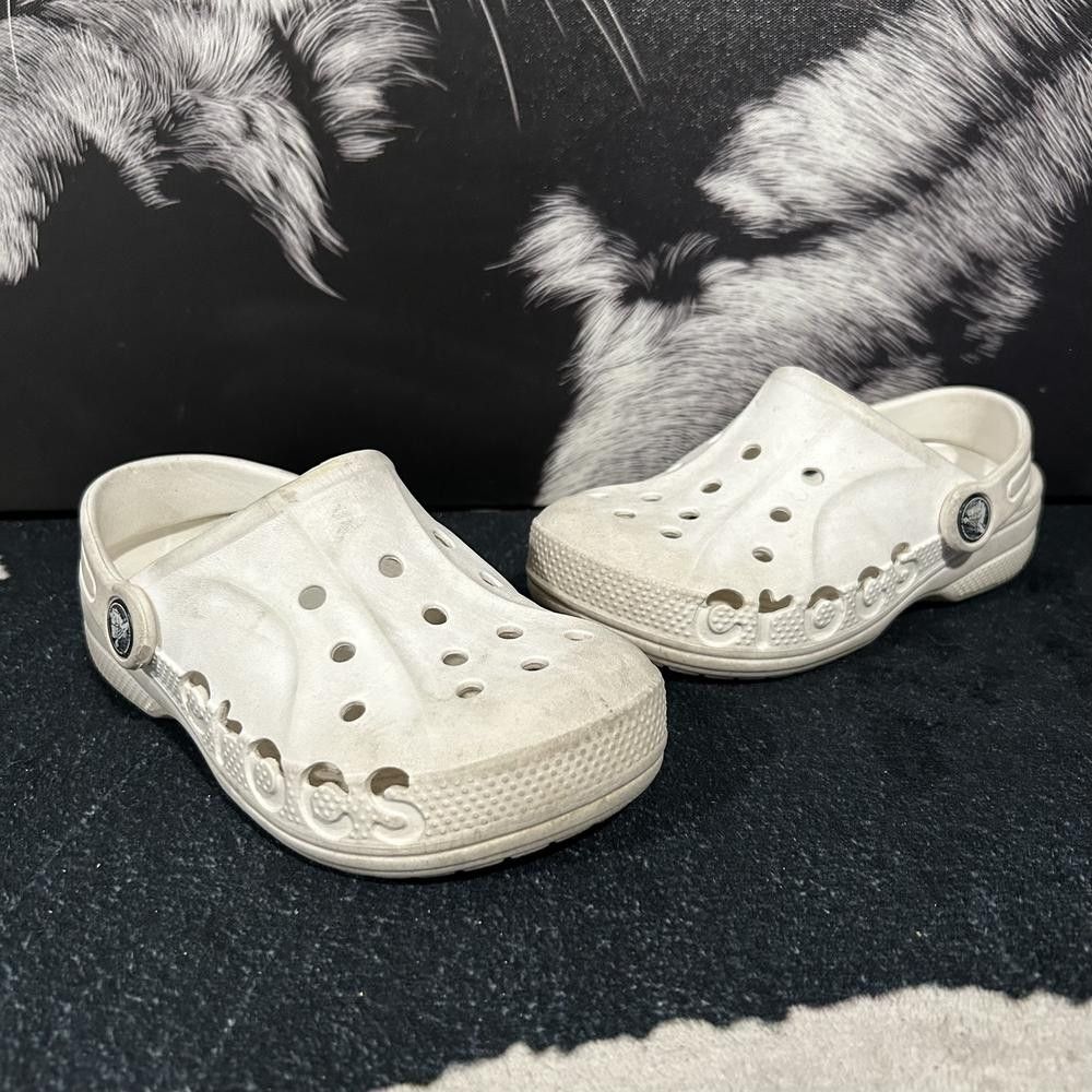 Crocs Baya 10126-100 Clog Shoes Unisex Kids 12 White Rubber Slingback Casual